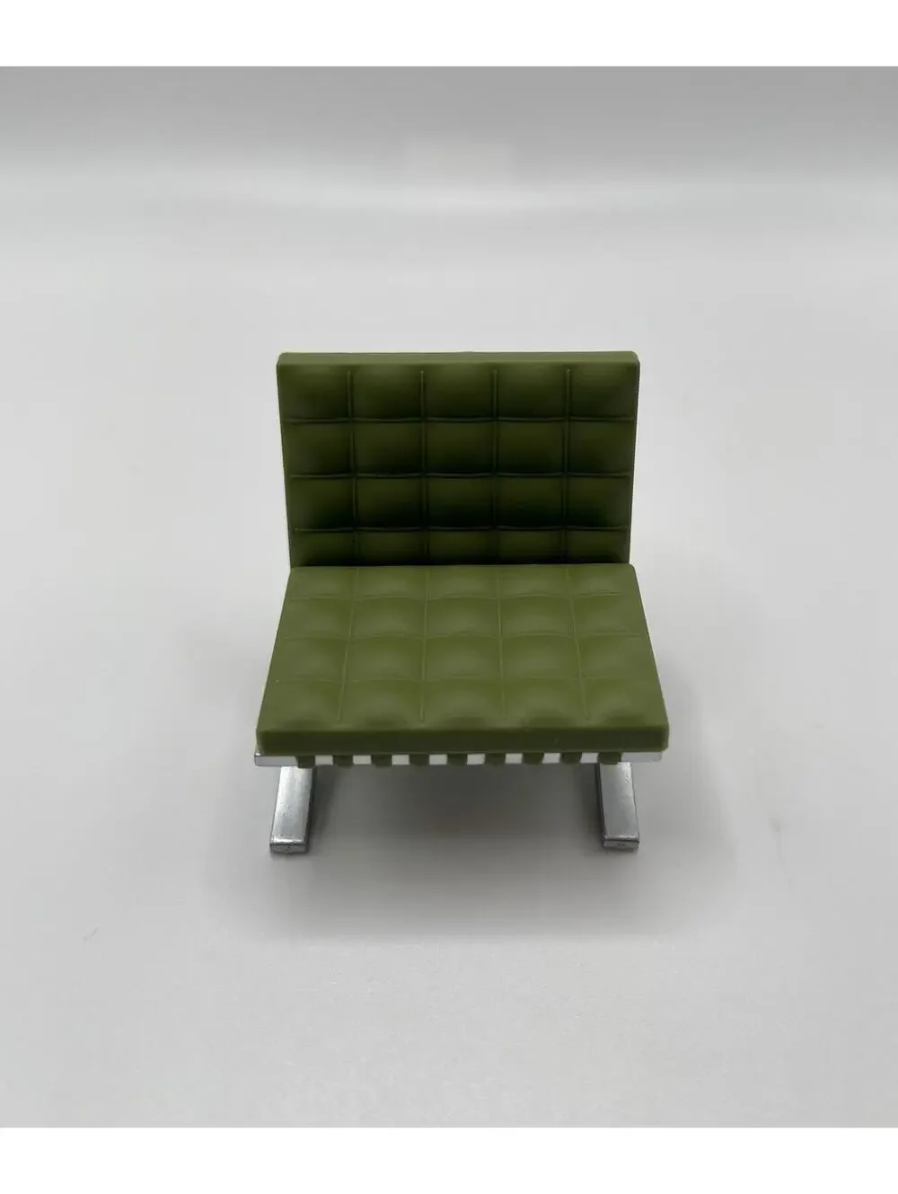 1:24 Scale Miniature Green MCM Barcelona Chair, Tiny Dollhouse Furniture